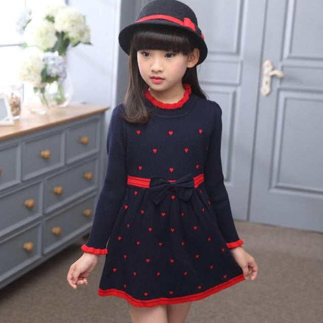 Kids Dresses For Girls Winter Knitted Sweater Girl Dress Christmas