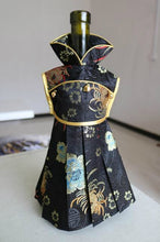 Load image into Gallery viewer, Floral Dress Silk Satin Christmas Wine Bottle Cover Bag Wedding Party Table Decoration Red Wine Bottle Dress Bag fit 750ml 10pcs