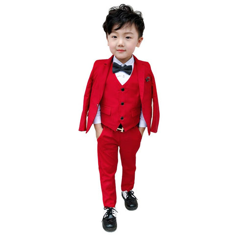 Autumn Children's Suit Brooch Suit Children's Show Suit Three Pieces Kids Christmas Clothes