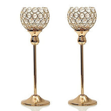 Load image into Gallery viewer, Crystal Tealight Candle Holders Glass Metal Candlesticks Christmas Halloween Decoration for Home Wedding Table Centerpieces