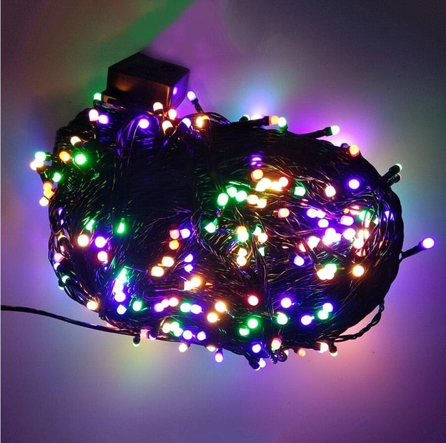 BEIAIDI 100M Outdoor LED String Fairy Light 100m 500 LED Black Wire Christmas Wedding Party Holiday Fairy Street Light Garland