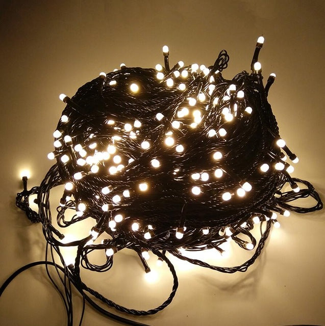 Thrisdar 100M 500LED Black Wire Christmas Fairy LED String Light Garland Outdoor Garden Patio Holiday Xmas Tree Fairy Light