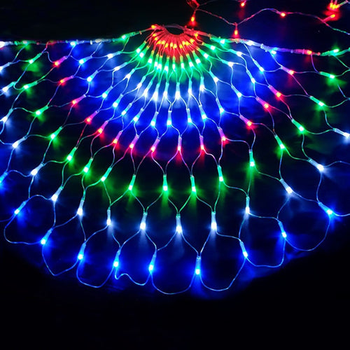 BEIAIDI 3M 444LED 3pcs Peacock Christmas Mesh Net Fairy LED String Outdoor Wedding Window Icicle Fairy String Light Garland