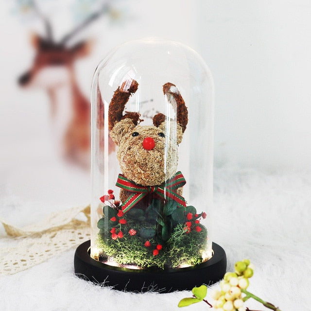 Limited Edition Christmas Gifts Homemade Glass Dome Reindeer Christmas Decoration Deer Christmas Decoration Home New Year Gifts