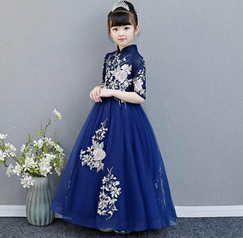 Girl Dress Party Birthday wedding princess Embroidered Flowers Dress Girls Christmas Clothes Children Kids Girl Dresses HW2166