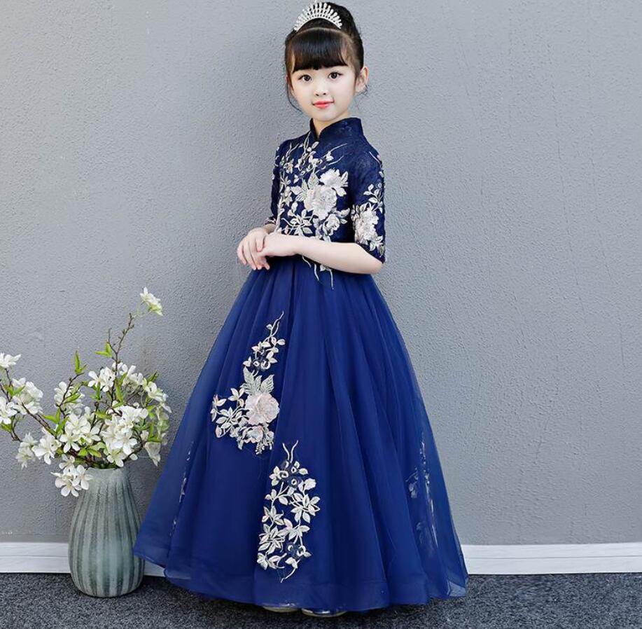 Girl Dress Party Birthday wedding princess Embroidered Flowers Dress Girls Christmas Clothes Children Kids Girl Dresses HW2166