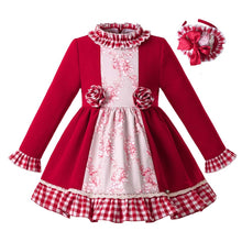 Load image into Gallery viewer, Pettigirl Wholesale Newest Red Stereoscopic Flower Gird Baby Girls  Vintage Kids Dress Children Christmas Clothes G-DMGD107-C67