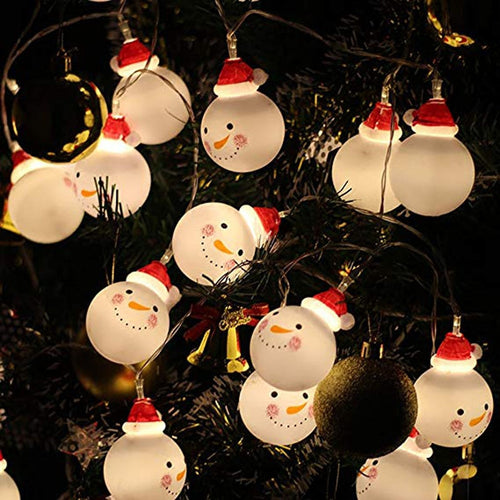 Christmas Lights, 16 Feet Christmas Lights Decoration Christmas Snowman Lights String with 30 Warm White Led Lights