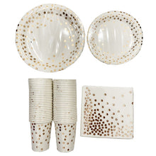 Load image into Gallery viewer, Rose Gold Dot Disposable Cups Paper Plates Napkins Set 200 PCS Service for 50 Guest Holiday Christmas party