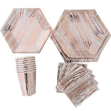 Load image into Gallery viewer, 16SET Rose Gold Series Paper Cups Plates Napkins Tableware Modern Hexagon Design Cake Table Wedding Birthday Party Decor