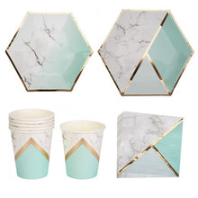 Load image into Gallery viewer, 16SET Rose Gold Series Paper Cups Plates Napkins Tableware Modern Hexagon Design Cake Table Wedding Birthday Party Decor