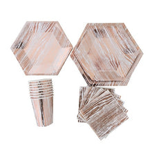 Load image into Gallery viewer, 16SET Rose Gold Series Paper Cups Plates Napkins Tableware Modern Hexagon Design Cake Table Wedding Birthday Party Decor