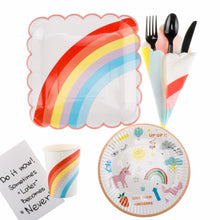 Load image into Gallery viewer, 90Pcs New Year Unicorn Party Cartoon Rainbow Disposable Tableware Set Straws Cake Plates Cups Napkins Birthday Party Decorations