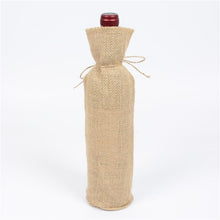 Load image into Gallery viewer, 100pcs Christmas Natural Jute Wine Bottle Covers Gift Bags Blind Packaging Hessian Linen Pouch Wedding Red Wine Champagne Bag