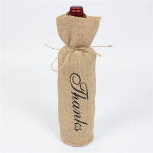 Load image into Gallery viewer, 100pcs Christmas Natural Jute Wine Bottle Covers Gift Bags Blind Packaging Hessian Linen Pouch Wedding Red Wine Champagne Bag