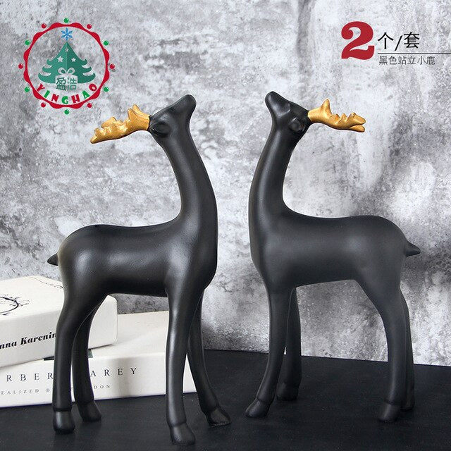Black gold Christmas deer gift decorations mall hotel simulation deer ornaments a deer hair ornaments