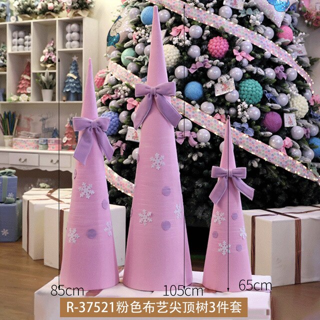ornaments pink blue pointed cloth tree set Christmas tree ornaments shopping mall hotel window layout