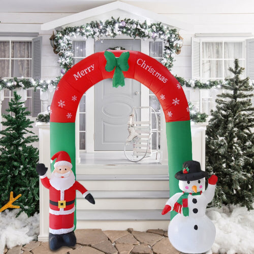 240cm Giant Arch Santa Claus Snowman Inflatable Garden Yard Archway Christmas Ornaments Xmas New Year Festival Party Props Decor