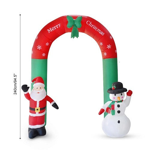240cm Giant Arch Santa Claus Snowman Inflatable Garden Yard Archway Christmas Ornaments Xmas New Year Festival Party Props Decor