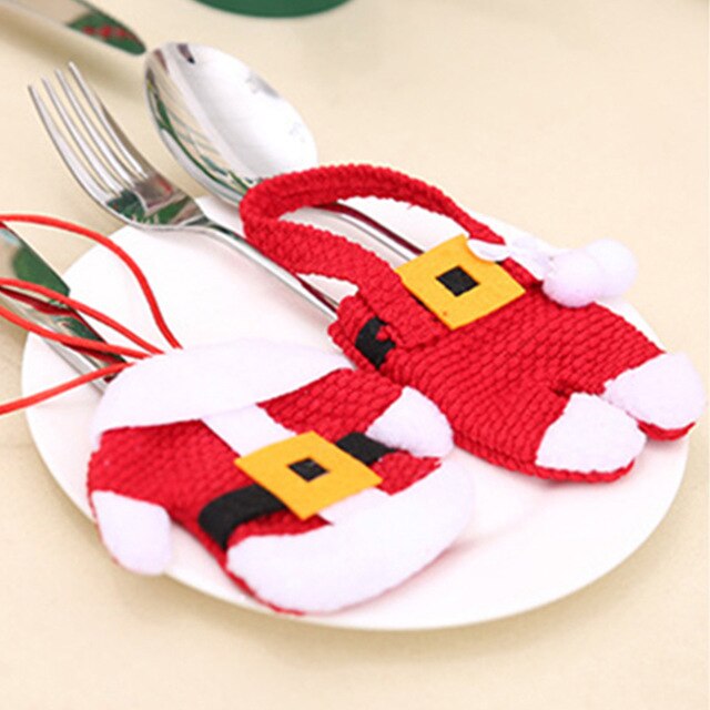 New Knife And Fork Covers For Christmas Decoration Clothing Knife And Fork Covers With Small Plastic Buckle