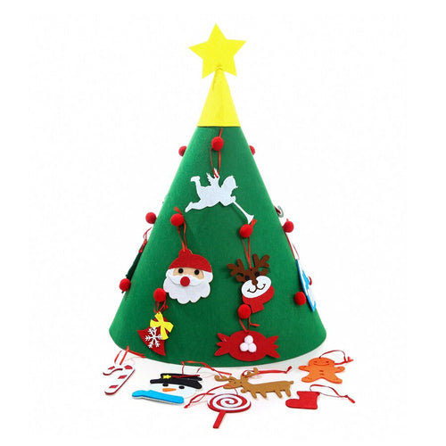 50 pcs 3D DIY Felt Christmas Tree with Hanging Ornaments Kids Xmas Gifts Christmas Home Decorations Puzzle Educational Toy