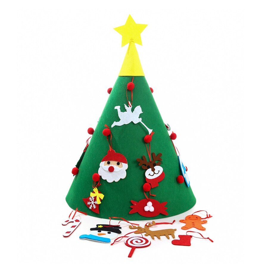 50 pcs 3D DIY Felt Christmas Tree with Hanging Ornaments Kids Xmas Gifts Christmas Home Decorations Puzzle Educational Toy