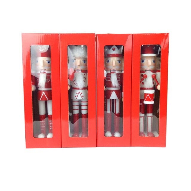 4pcs/set 25cm New Year Decor Kids Doll Wooden Nutcracker Soldier Merry Christmas Decoration Kid Gift Home decora toys xmas
