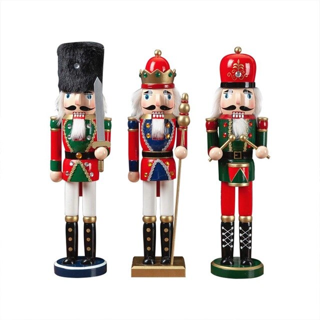 3Pcs/Set 38CM Christmas Wooden Nutcracker Soldier Jewelry Puppet Toy Gift Children Room Decoration Ornament 2020 New Year