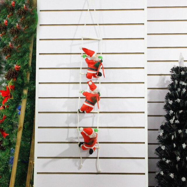 Large Christmas Santa Claus Doll Hanging With Climbing Stair To Giving Gift Xmas Accessories Tree Party Decoration