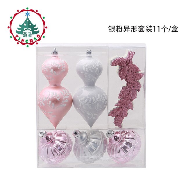 Christmas Tree 11 Packs Set Silver Powder Shaped Series Ornaments  Ball Hangers