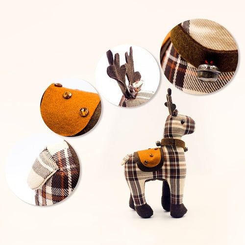Christmas Elk Doll Reindeer Figurine Plush Doll Ornaments Holiday Toy Gift Decorations