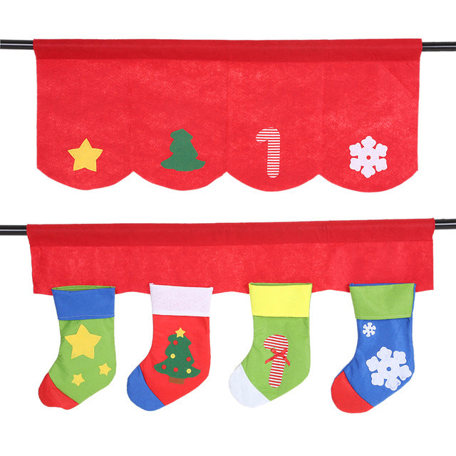 Festnight 2pcs Window Curtains Christmas Decoration Favor Gift Pennant Bunting Valance Christmas Decoration Supplies