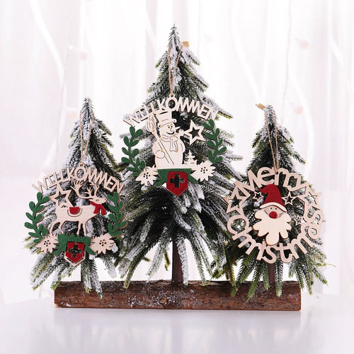 3pcs Wooden Christmas Decoration Elks Letters Pendant Christmas Hanging Ornament Xmas Decoration For Indoor  Party Decoration