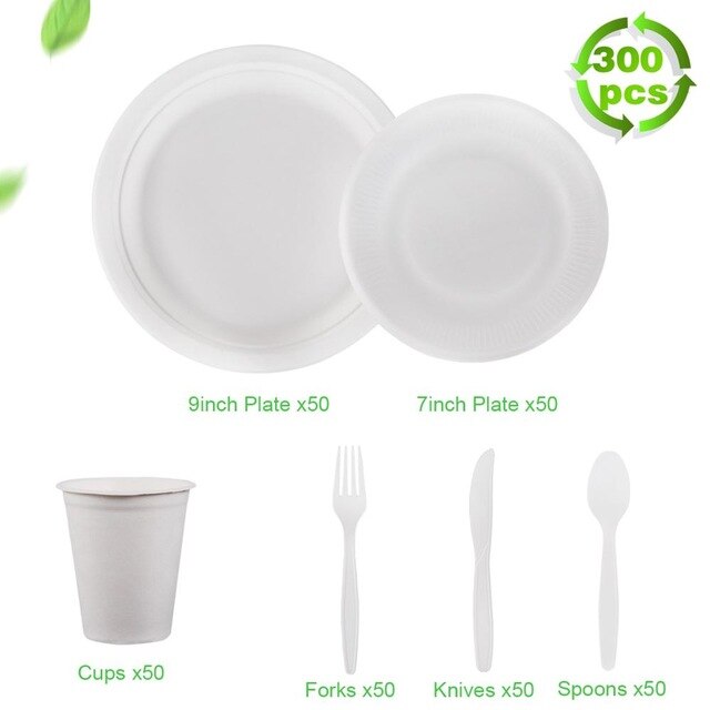 FENGRISE White Disposable Degradable Tableware Merry Christmas Decorations For Home Table Decor Xmas Ornaments Happy New Year