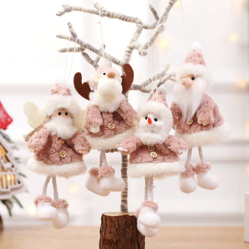 4Pcs Christmas Plush Doll Pendant Decoration Old Man Snowman Doll Christmas Tree Pendant Variety Optional Holiday Decoration