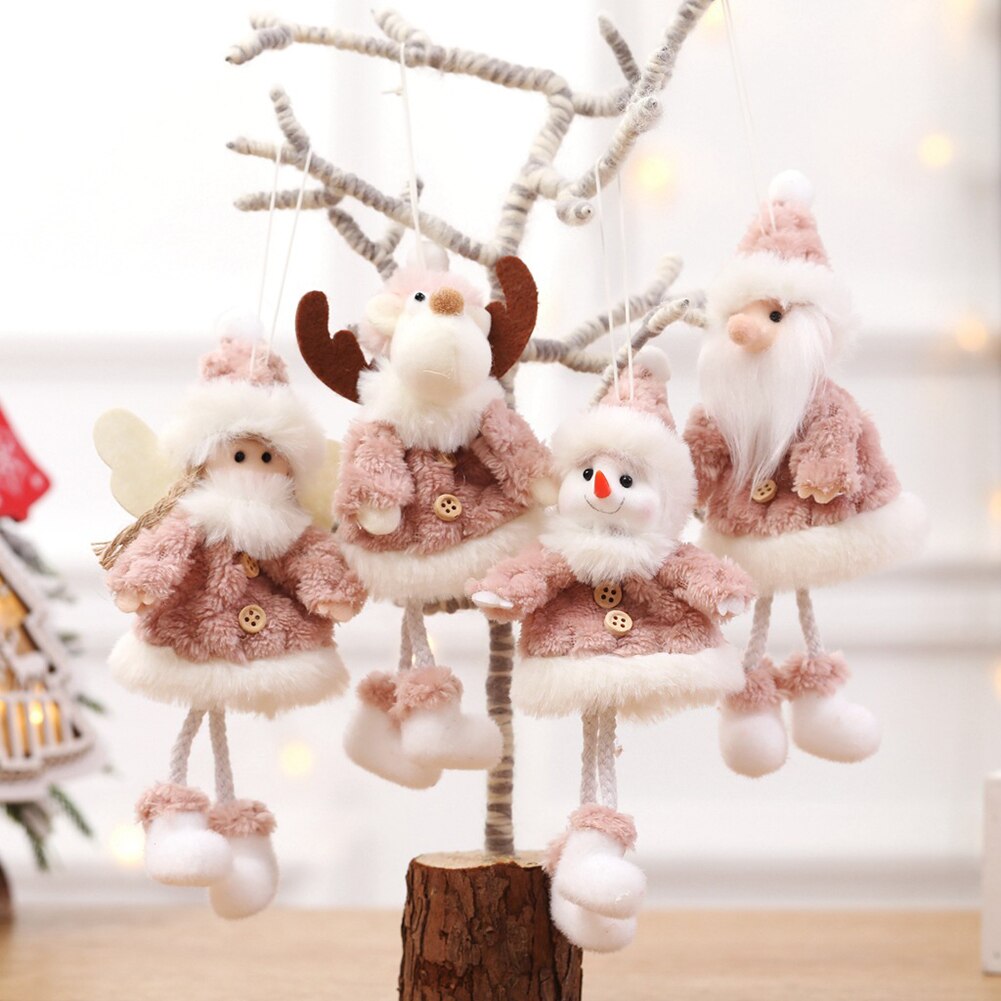 4Pcs Christmas Plush Doll Pendant Decoration Old Man Snowman Doll Christmas Tree Pendant Variety Optional Holiday Decoration