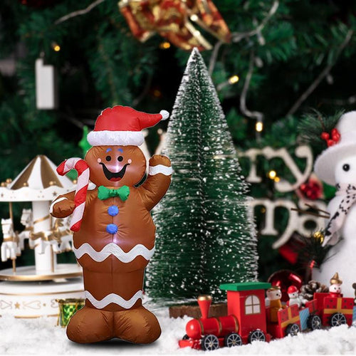 Christmas Inflatable Holiday Time Blow Up Gingerbread Man Air Blown Decoration with LED for Festival Chrismas New Year Decor