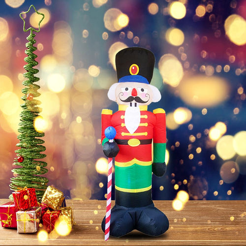 Christmas LED Light Up Inflatable Blown Soldier Model Nutcracker Scene Decor for Garden Porch Christmas Party Set Outdoor Decor