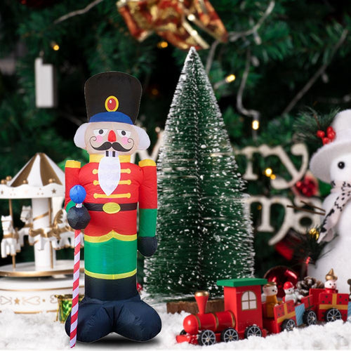 Nutcracker  Inflatable Blown Soldier Model Scene Decor Christmas LED Light Up Christmas Party Set for Garden Porch Outdoor Decor
