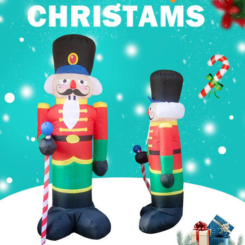 Nutcracker Christmas LED Light Up Inflatable Blown Soldier Model Scene Decor for Garden Porch Outdoor Decor Christmas Party Set