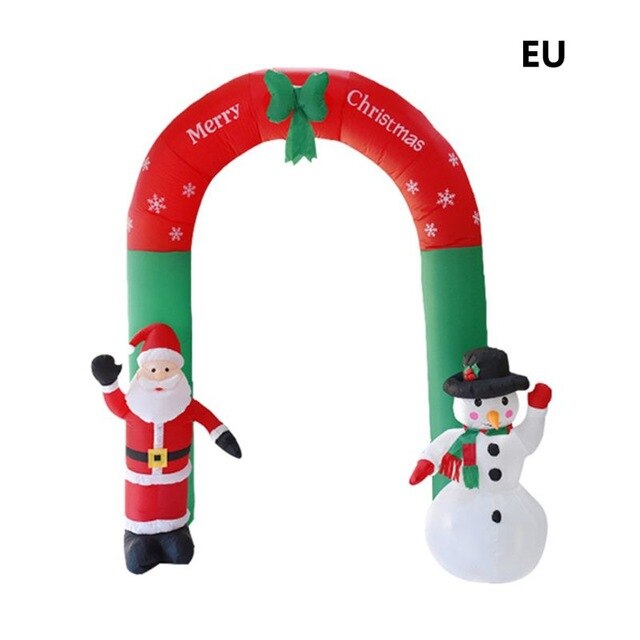 8 Foot Tall Lighted Christmas Inflatable Santa and Snowman Archway with Bow LED CUTE SANTA FOR restaurants cafes playgrounds