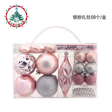 Load image into Gallery viewer, Christmas tree decorations 50 silver powder shaped ornaments package gift bag Christmas ball gift painted hanging pieces