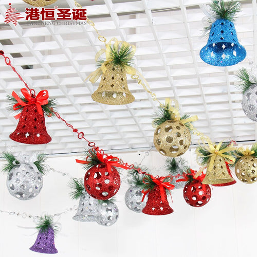 200cm spherical bell bell-shaped hanging string ceiling hanging Christmas bell string ball
