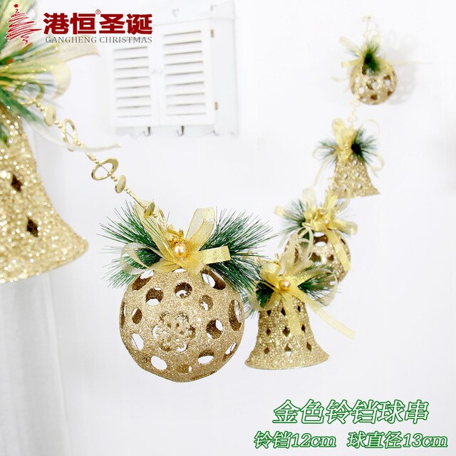 200cm spherical bell bell-shaped hanging string ceiling hanging Christmas bell string ball