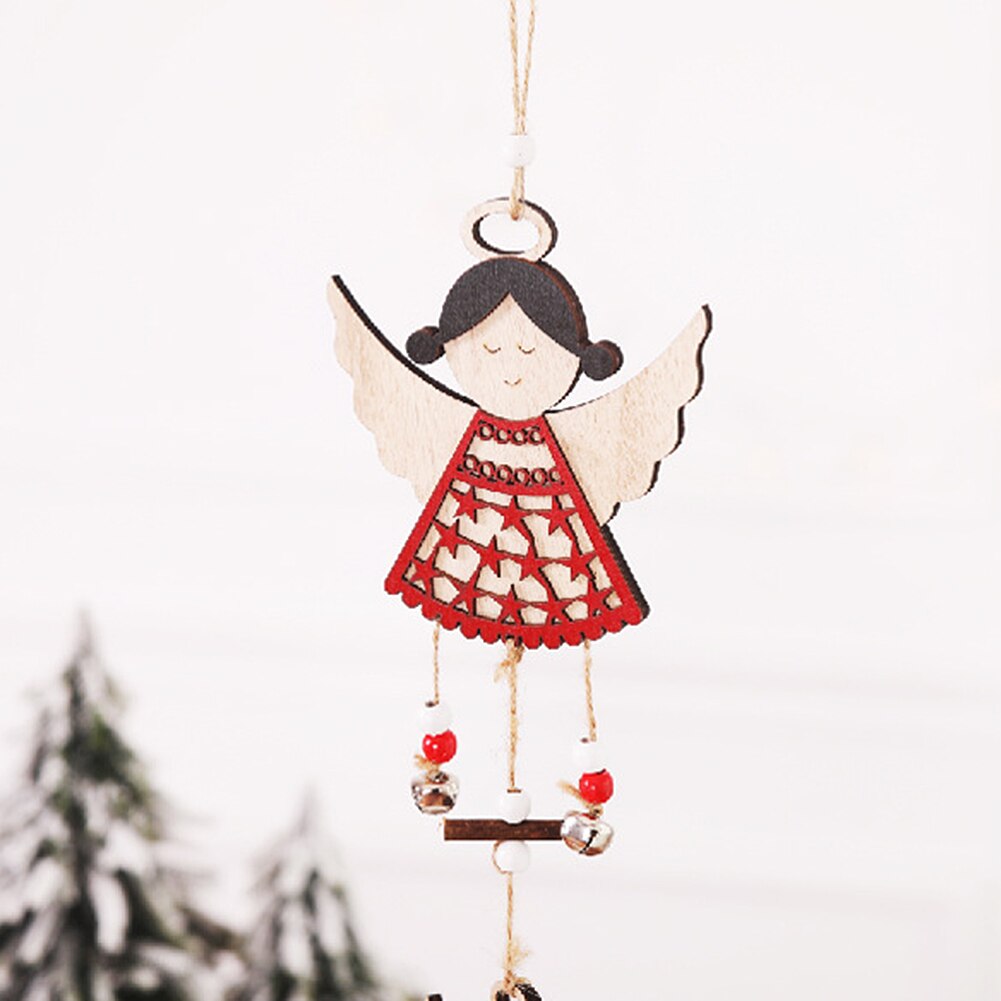 3pc Wooden Christmas Ornaments Angel Doll Designs Creative Decoration toys For Room Elk Pendant Christmas Tree Decorations