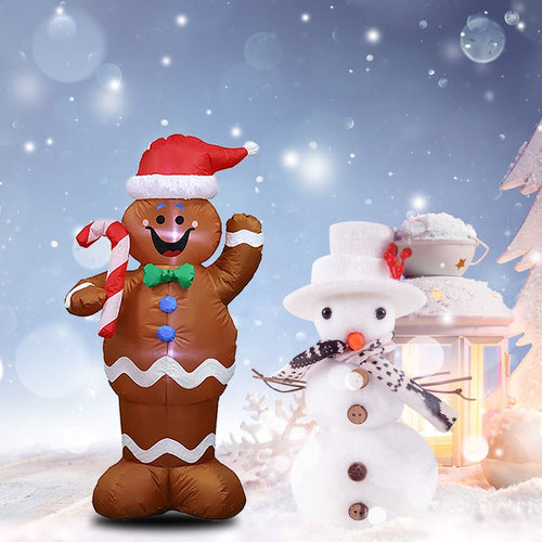Christmas Inflatable Holiday Time Blow Up Gingerbread Man Air Blown Decor with LED Chrismas Prop Indoor Outdoor Lawn Yard Party