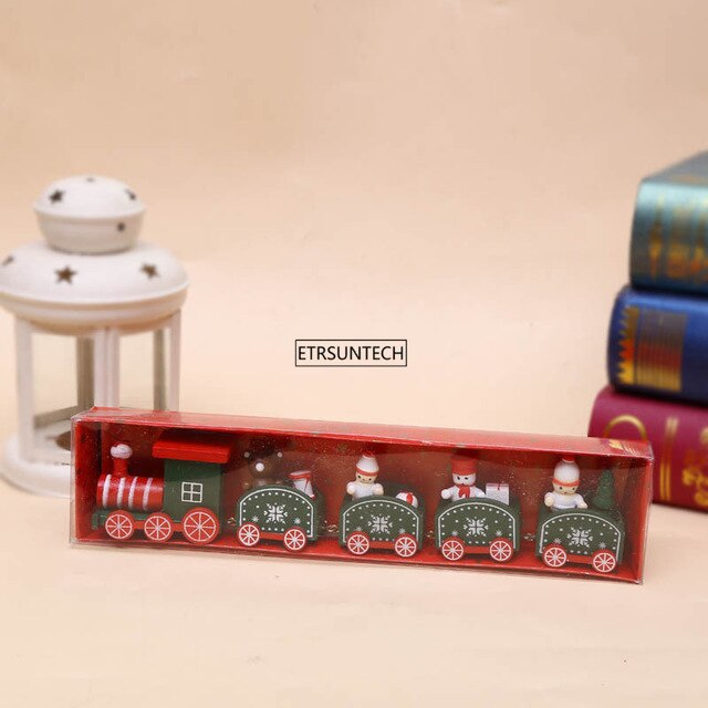 Mini Wood Christmas 5 Knots Train Decoration Gift Christmas Train Sets Wooden Model Vehicle Toys New Year Xmas Gift For Children