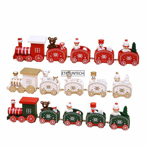Mini Wood Christmas 5 Knots Train Decoration Gift Christmas Train Sets Wooden Model Vehicle Toys New Year Xmas Gift For Children