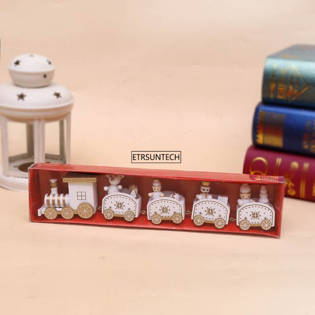 Mini Wood Christmas 5 Knots Train Decoration Gift Christmas Train Sets Wooden Model Vehicle Toys New Year Xmas Gift For Children