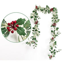 Load image into Gallery viewer, 5pcs Christmas Artificial Red Fruit Rattan Leaves Home Wedding Decoration Plants Long Vine for Home Wedding Garden Door Decor